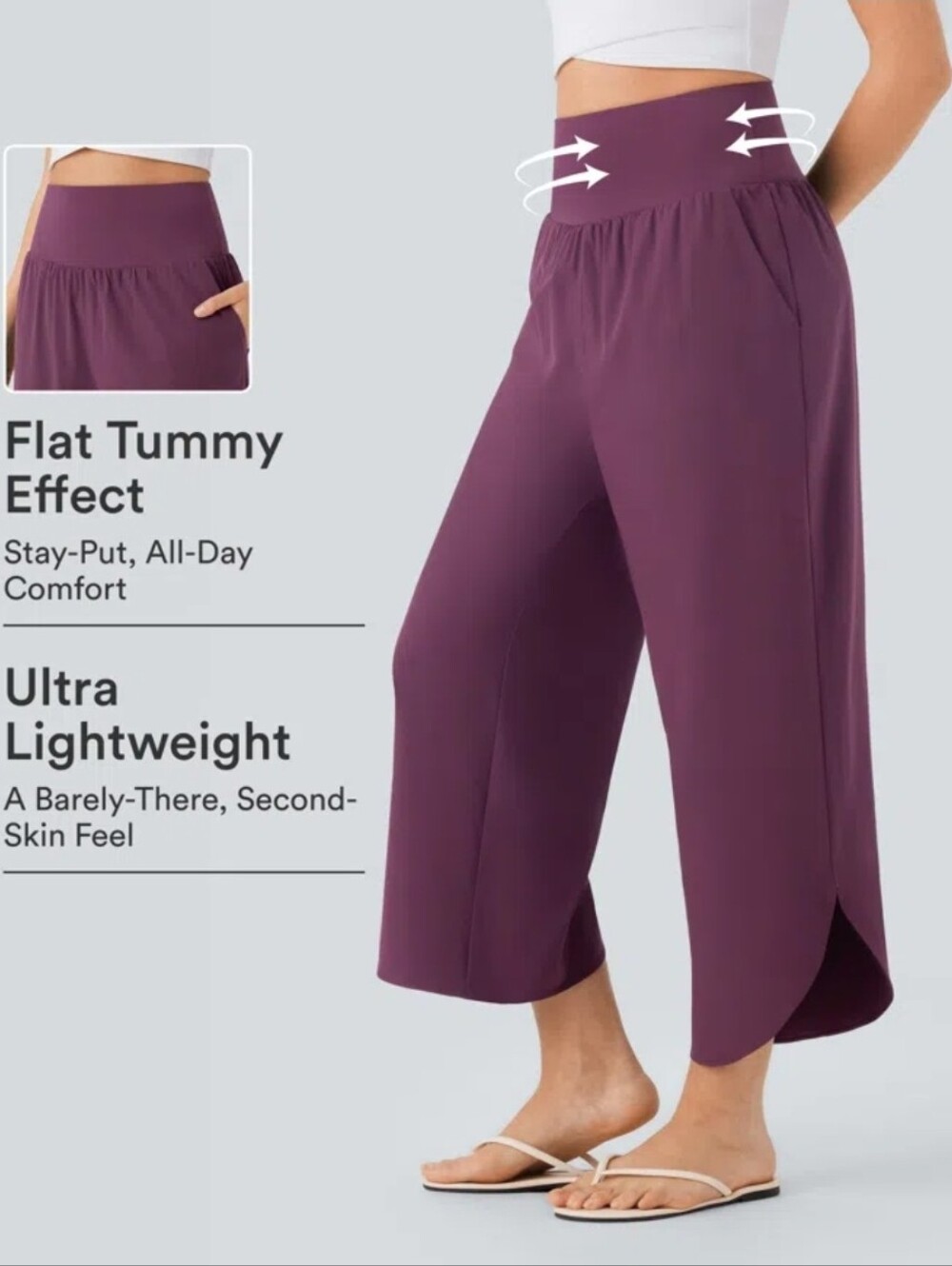 Breezeful™ High Waisted Tummy Control Split Hem Quick Dry Resort Pants